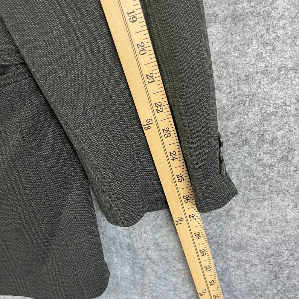 VTG Hugo Boss Blazer Sport Coat Mens 46R Gray Windowpane 3 Button Germany FLAWS